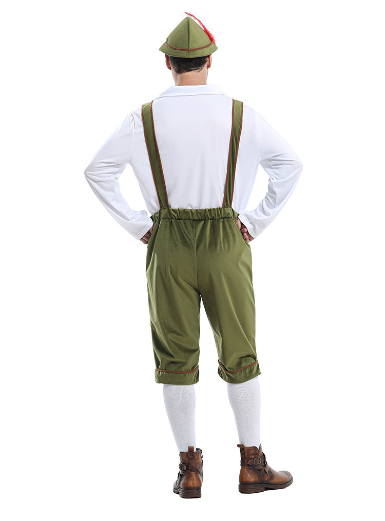 Mens Traditional Oktoberfest Lederhosen Costume Set Bavarian Cultural Outfit